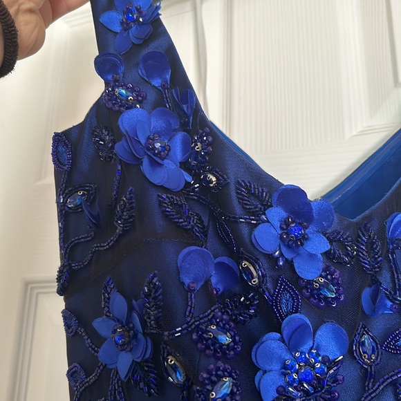 Royal Blue never worn flower embroidered dress. - Picture 5 of 8